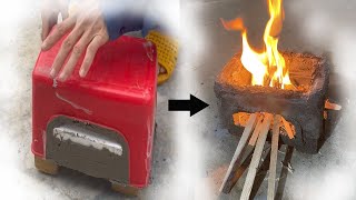 Mini Wood Stove From Cement And Plastic Chairs - DIY Cement Ideas