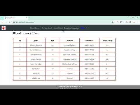 Blood Donation Information System in Django Python