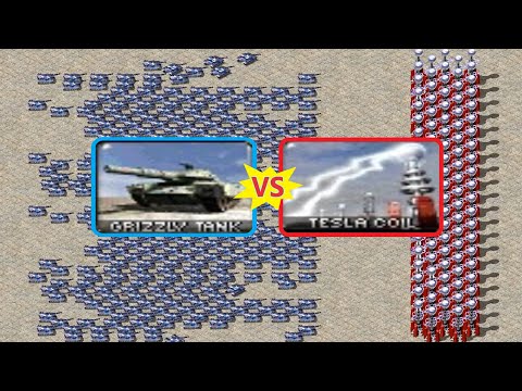 Grizzly vs Tesla Coil - Same Cost + Power - Red Alert 2