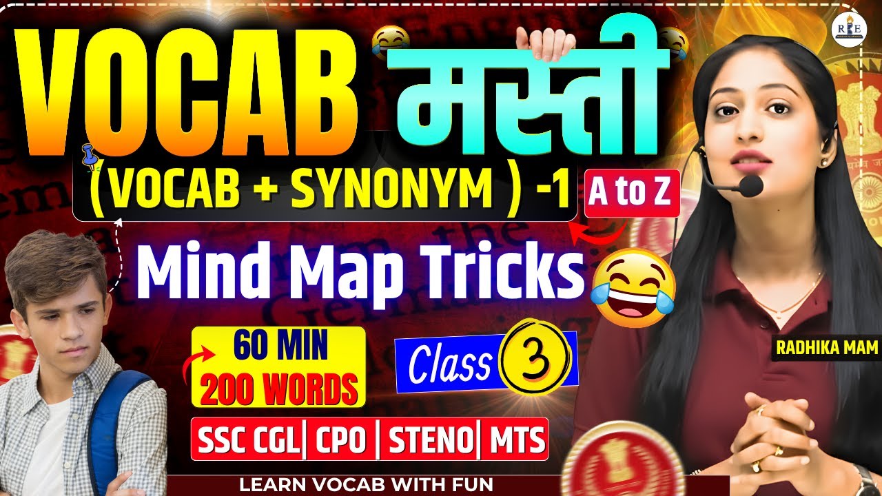 A to Z Vocabulary with Tricks (Vocab + Synonyms) Part-1 | Vocab Masti Batch Class-3| Radhika Mam