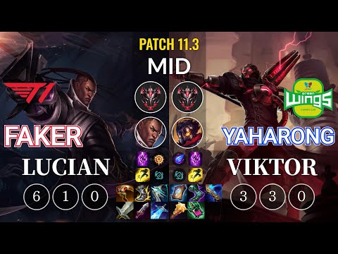 T1 Faker Lucian vs JAG Yaharong Viktor Mid - KR Patch 11.3