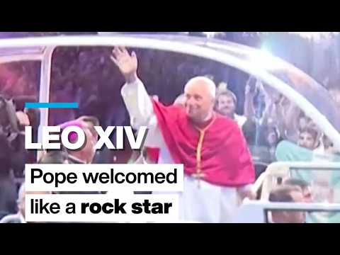 Pope Leo XIV welcomed like a rock star at Stade de France near Paris