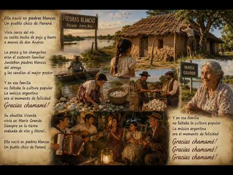 "Piedras Blancas" es un Chamamé, con la historia de vida de mi mamá y su familia en Entre Ríos 1949.