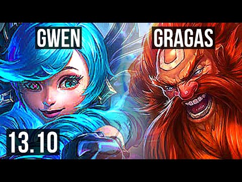 GWEN vs GRAGAS (TOP) | 4/1/3, Rank 12 Gwen | KR Challenger | 13.10