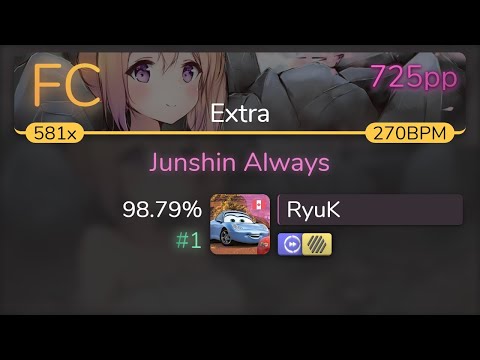 RyuK | Azusa Tadokoro - Junshin Always [Extra] +HDDT 98.79% {#1 725pp FC} - osu!