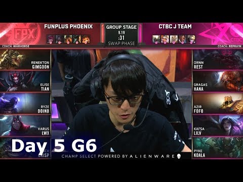 FPX vs JT | Day 5 S9 LoL Worlds 2019 Group Stage | FunPlus Phoenix vs J Team