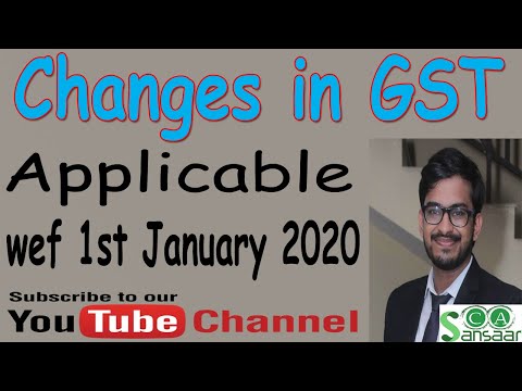 Changes in GST applicable wef 01st January 2020