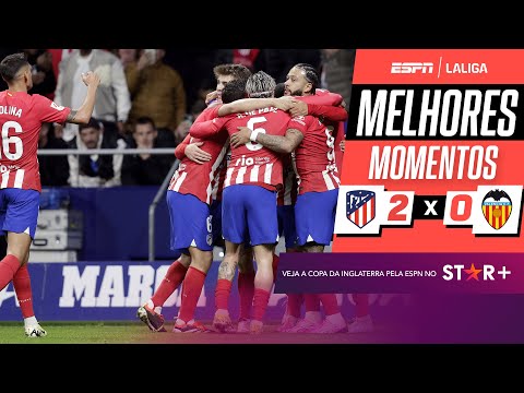 Gols e lances de Atlético de Madri x Valencia