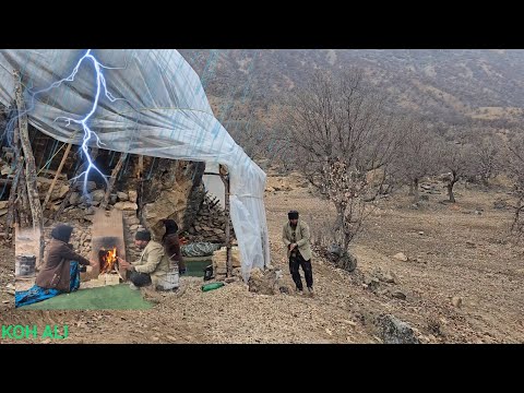 Cave life in the mountains, surviving severe and cold winter storms