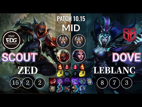 EDG Scout Zed vs SB Dove LeBlanc Mid - KR Patch 10.15