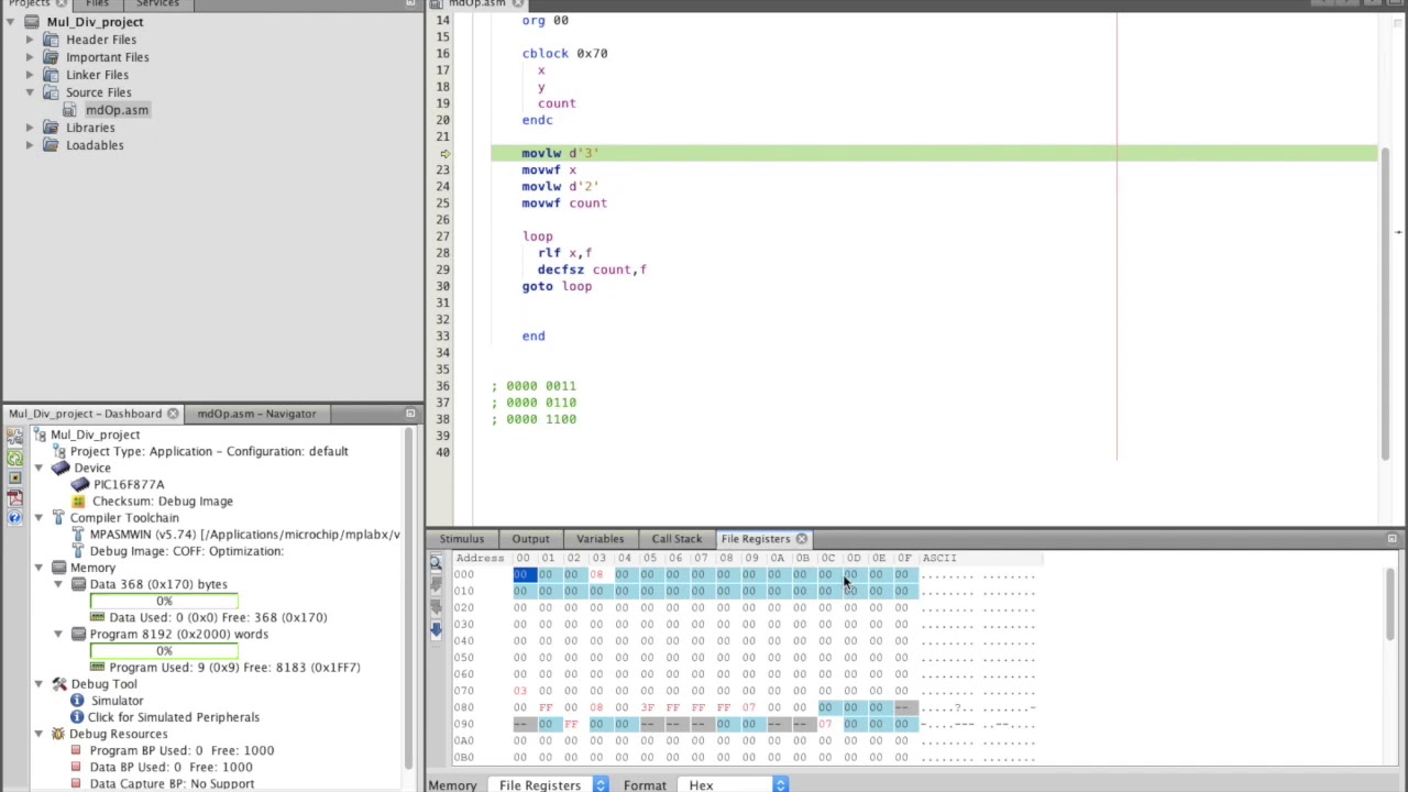 Tutorial (10): Using Arithmetic Multiplcation  in PIC Microcontrollers