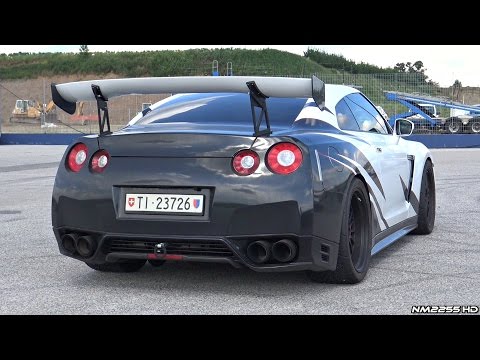 Modified Nissan GT-R R35 with Akrapovic Exhaust & HUGE Wing - Start Up, Revs & FlyBys!