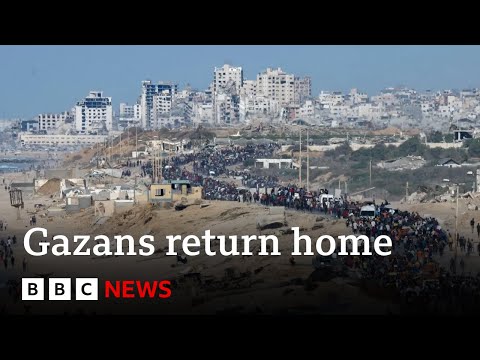 Video | Gazans return home as ceasefire begins | BBC News