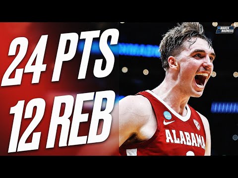 Grant Nelson Comes Up CLUTCH In Alabama's UPSET Win Over UNC - 24 PTS & 12 REB | March 29, 2024