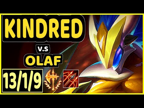 AKAADIAN (KINDRED) vs OLAF - QUADRAKILL 13/1/9 KDA JUNGLE GAMEPLAY - NA Ranked GRANDMASTER