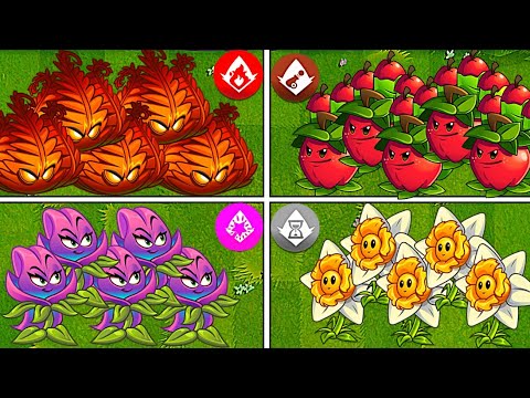 Random 4 Plants Fire_Pult_Magic_Stun - Who Will Win? - PvZ2 Team Plants Battles