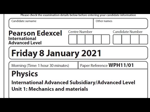 Edexcel Jan 2021 Physics Unit 1 Full Solution