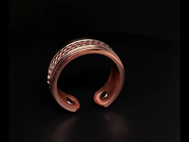 خاتم مغناطيسي من النحاس بتصميم مجدول