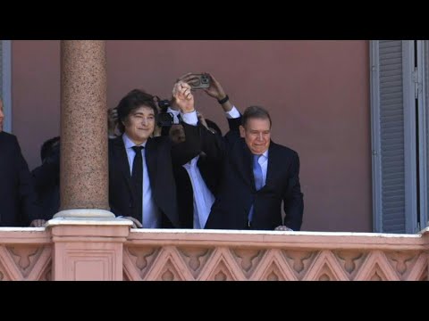 Argentina's Milei greets Venezuelan opposition candidate González Urrutia | AFP