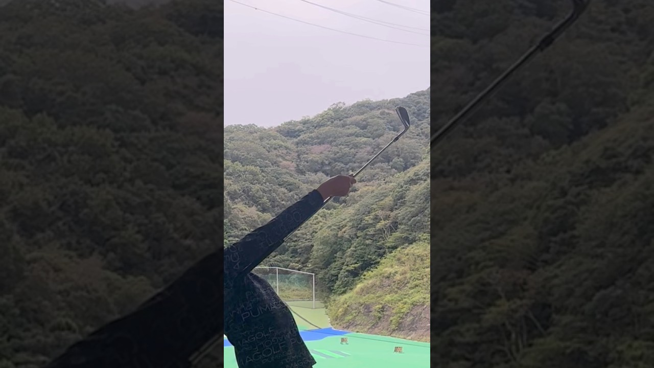 右腕の使い方はクラブを右脇と右肘につけたまま腕とクラブを右に捻り続けます。フォローでは右手の甲が目標を向いていきます。#回転式スイング #ゴルフ #ゴルフスイング #golf #golfswing