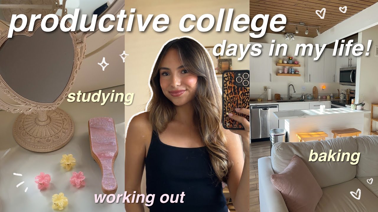 PRODUCTIVE COLLEGE DAYS IN MY LIFE!  SPRING CLOTHING HAUL, STUDYING, WORKING OUT, BAKING, ETC!
