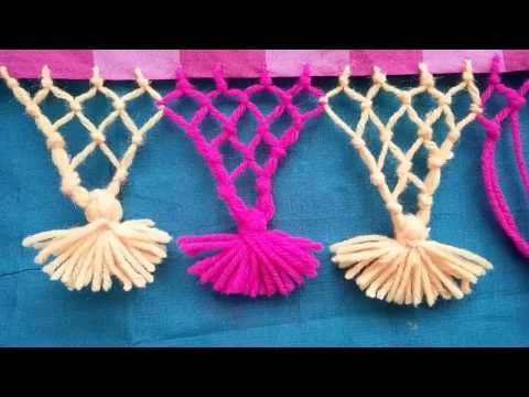 How to make saree kuchu with wool/yarn l crochet edge border on fabric l saree kuchu design#15 Video