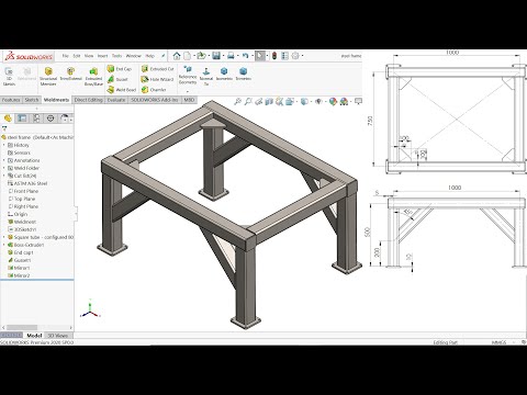 Basic Steel frame in Solidworks Weldments