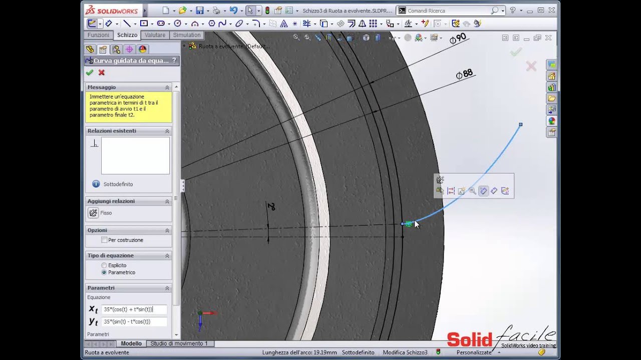 SolidFacile Standard 3 Come creare un ingranaggio a evolvente