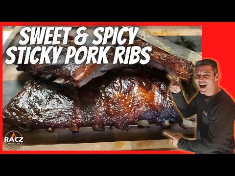 Honey Garlic Sticky Pork Ribs with Jalapeno BBQ Sauce...