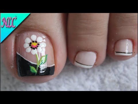 DISEÑO DE UÑAS PARA PIES GIRASOL Y FRANCES SENCILLA – FRENCH NAIL ART – SUNFLOWER – NLC