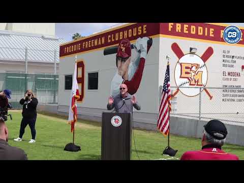 Freddie Freeman clubhouse at El Modena High School: Steve Bernard compliments Dodgers All-Star