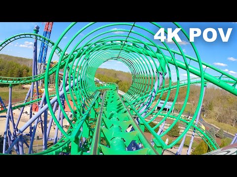Jokers Jinx Front Row POV | Defunct Six Flags America Premier Rides Spaghetti Bowl Launch Coaster