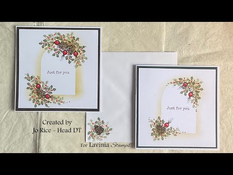 Mini Holly and Festive Arch design by Jo Rice #laviniastamps #christmascards