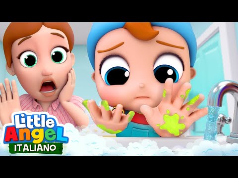 Come Lavarsi Bene Le Mani 🤲🧠 Cartoni Animati & Canzoni Bambini | Little Angel Italiano