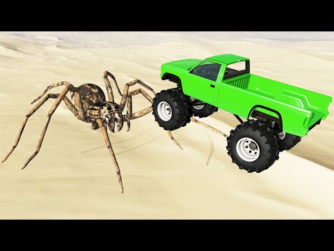 Crazy Vehicle Huge Jumps Over Spider And Crashing Into Sandworm - BeamNG.drive Cars Crashes