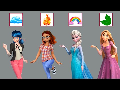 Ladybug, Alya & Elsa in 6 elements: CLOUD, FIRE, RAINBOW, GRASS | Fashion Wow