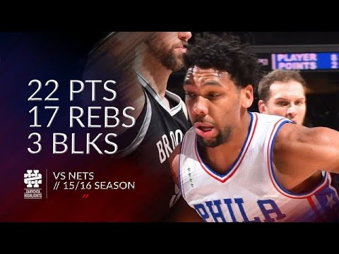 Jahlil Okafor 22 pts 17 rebs 3 blks vs Nets 15/16 season