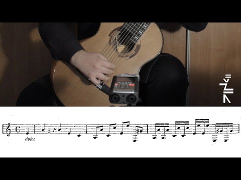 Francesco Molino - Prelude en La minuer on classical guitar (score video)