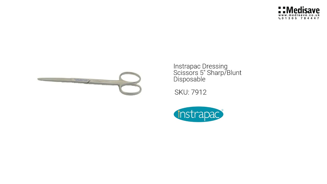 Instrapac Dressing Scissors 5 Sharp Blunt Disposable 7912