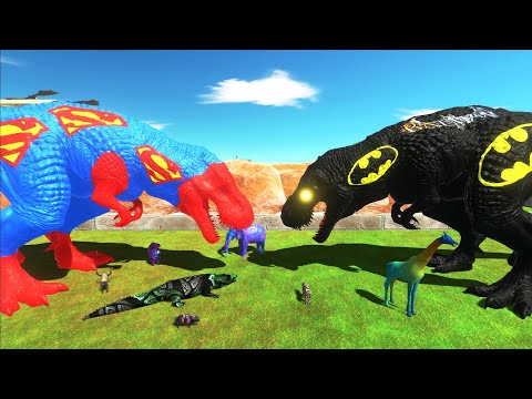 ESCAPE FROM SUPERMAN T REX on DRAGON LAND - Animal Revolt Battle Simulator