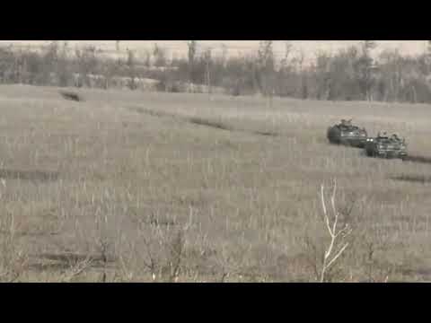 Ukraine - 23.01.2023. AFU M113 Got Stuck In The Mud. Another APC Rammed And Pushed It Out Of The Mud