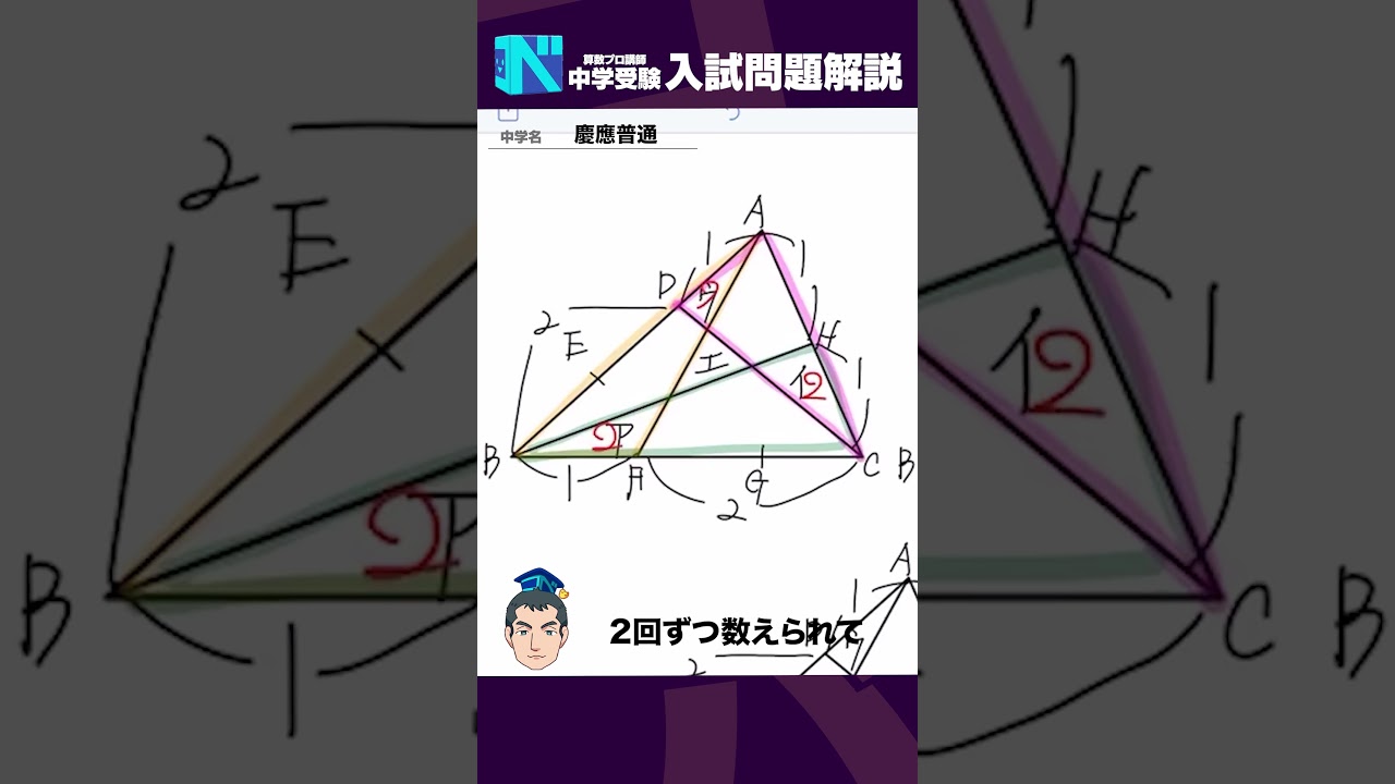 【慶應普通】合否を分けた注目の一問に挑戦！【平面図形】#shorts　#中学受験 　#算数
