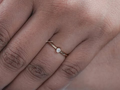 Round Diamond Bezel Set Engagement Ring @Dvik-Jewels