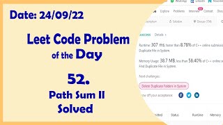 YouTube video 'Path Sum II || C++ || Leetcode Daily Challenge'