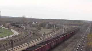 preview picture of video 'KOZŁÓW - Trzy pociągi towarowe (ujęcie z wiaduktu)'