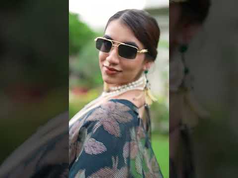 Navy Blue Floral Lurex Brasso Saree with Unstitched Blouse – Elegant Viscose Brasso Work