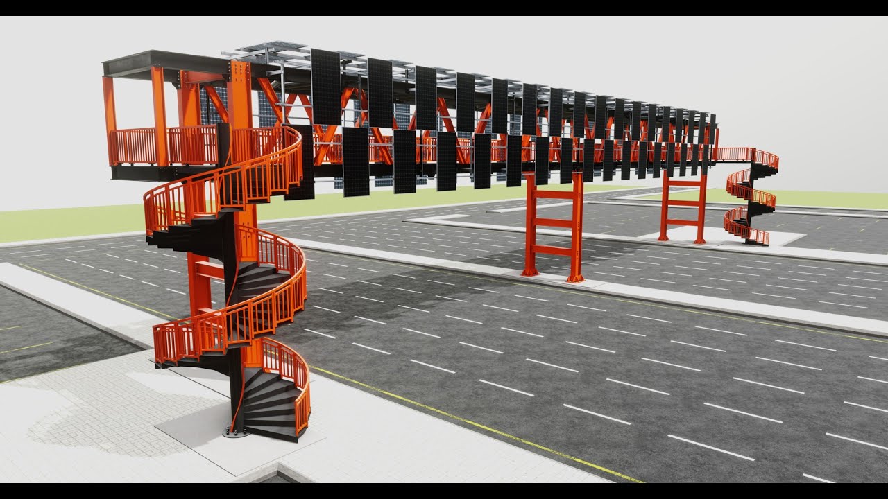 Solar Pedestrian Overpass 3D Model