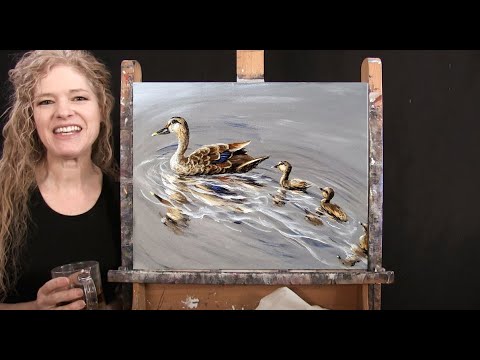 Learn How to Paint DUCKS IN A ROW with Acrylic - Paint & Sip at Home - Animal Step by Step Tutorial