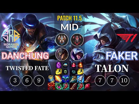 SRB Danchung Twisted Fate vs T1 Faker Talon Mid - KR Patch 11.5