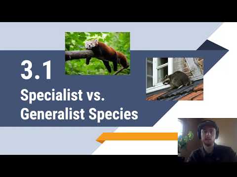 APES Video Notes 3.1 - Specialist and Generalist Species